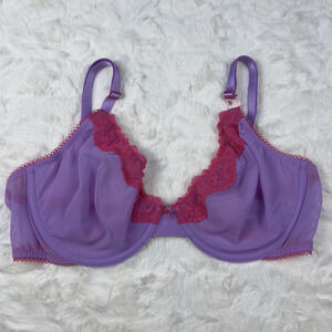 Victoria’s Secret Tease Unlined‎ Demi Bra 32C Mesh Purple Paradise Fuchsia Lace